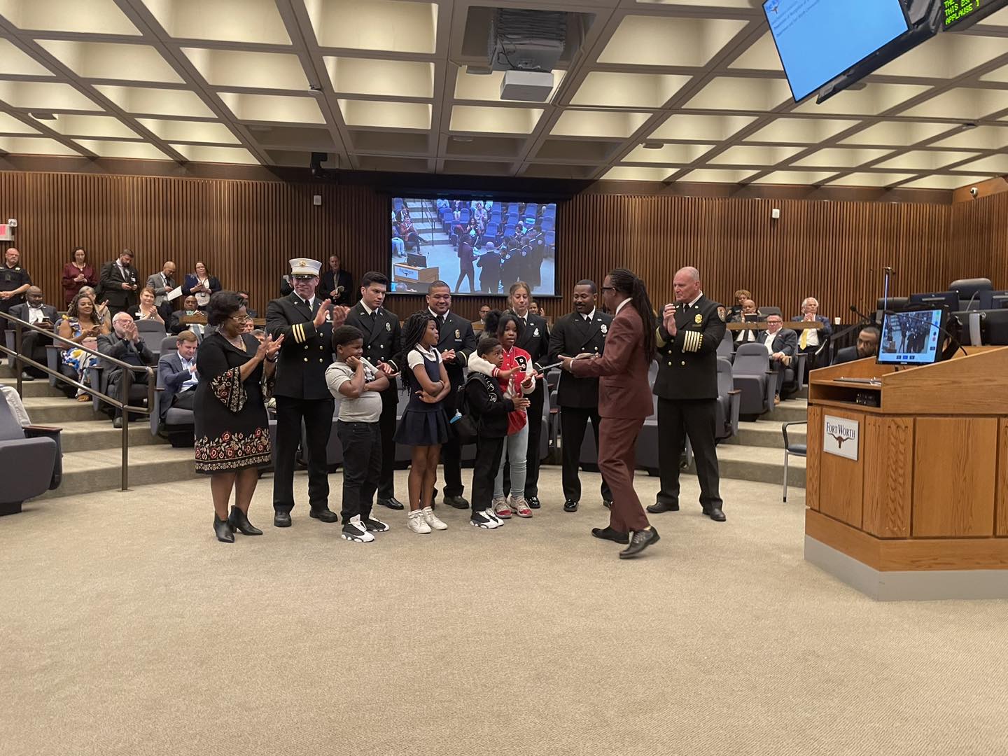 (Photo: Jaziayh Parker is honored by Fort Worth City Council.   Source: Facebook/Councilman Chris Nettles)